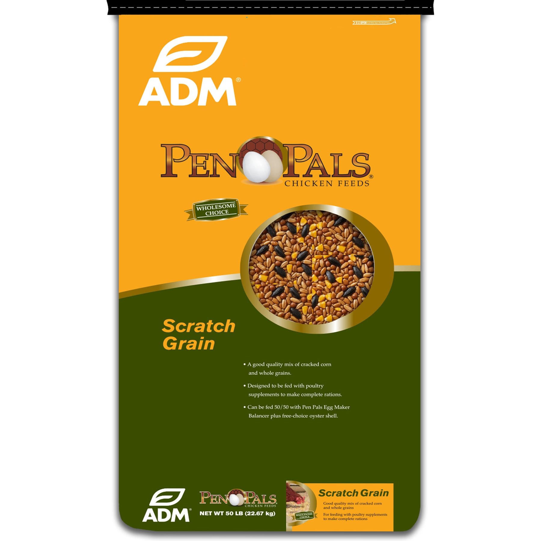 ADM Pen Pals All-Star Scratch 7% Protein Chicken Feed, 50-lb bag