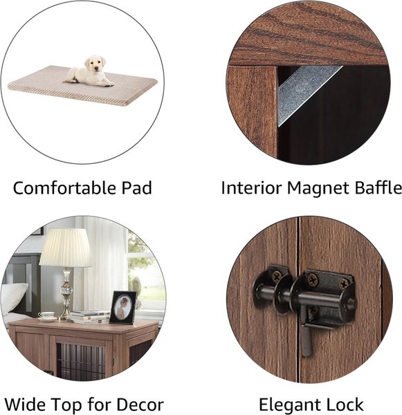 Show full view: Unipaws Furniture Style Dog Crate, Walnut, 38.5- in wide slide 4 of 9