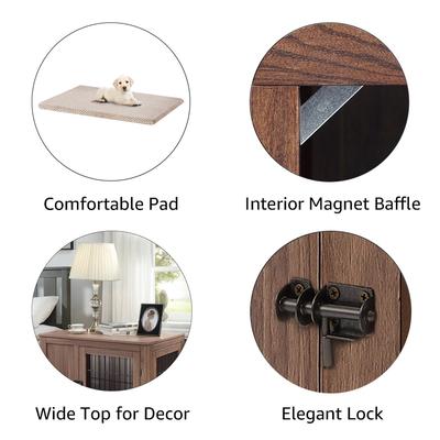 Show full view: Unipaws Furniture Style Dog Crate, Walnut, 38.5- in wide slide 4 of 9