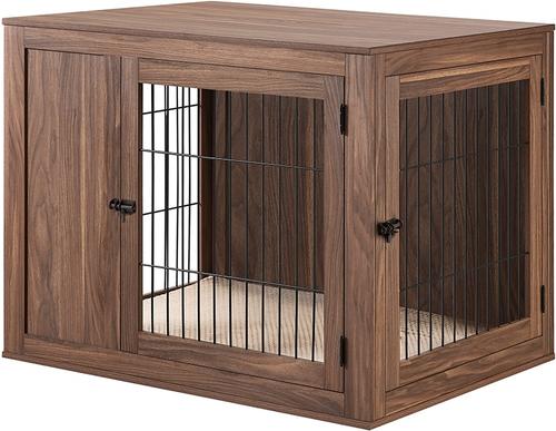 Show full view: Unipaws Furniture Style Dog Crate, Walnut, 38.5- in wide slide 3 of 9