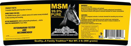 Show full view: Finish Line MSM Joint Support Powder Horse Supplement, 2-lb tub slide 2 of 3