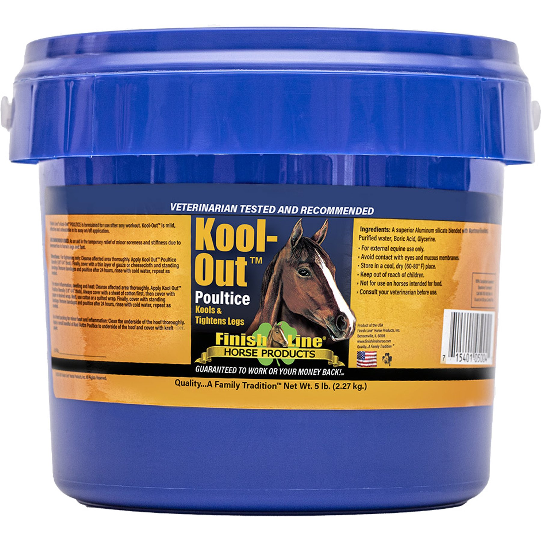 Finish Line Kool Out Sore Muscle & Joint Pain Relief Horse Poultice, 5-lb tub
