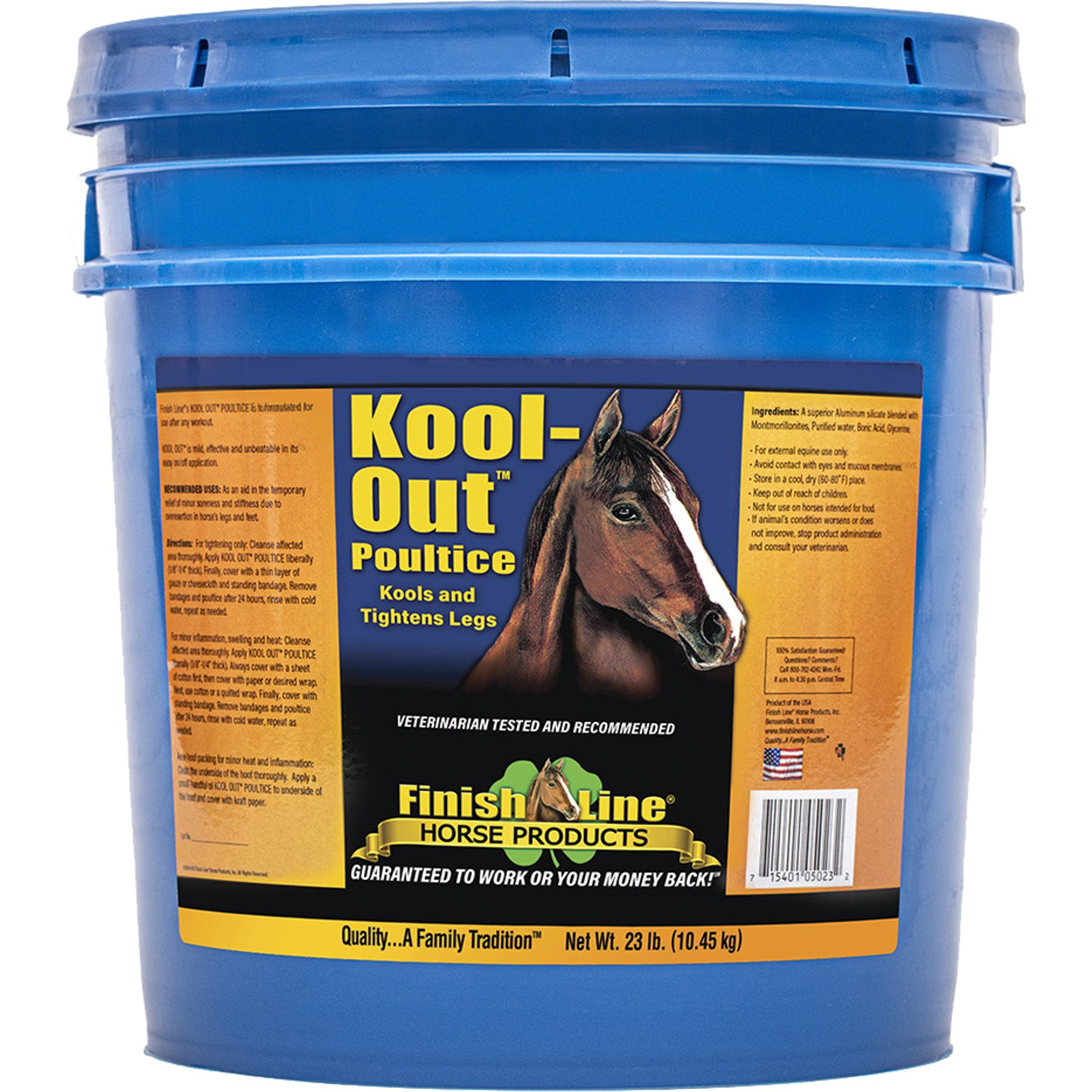 Finish Line Kool Out Sore Muscle & Joint Pain Relief Horse Poultice, 23-lb tub