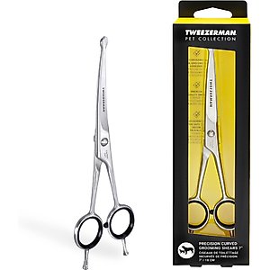 Tweezerman Stainless Steel Curved Dog & Cat Grooming Shears, 7-in