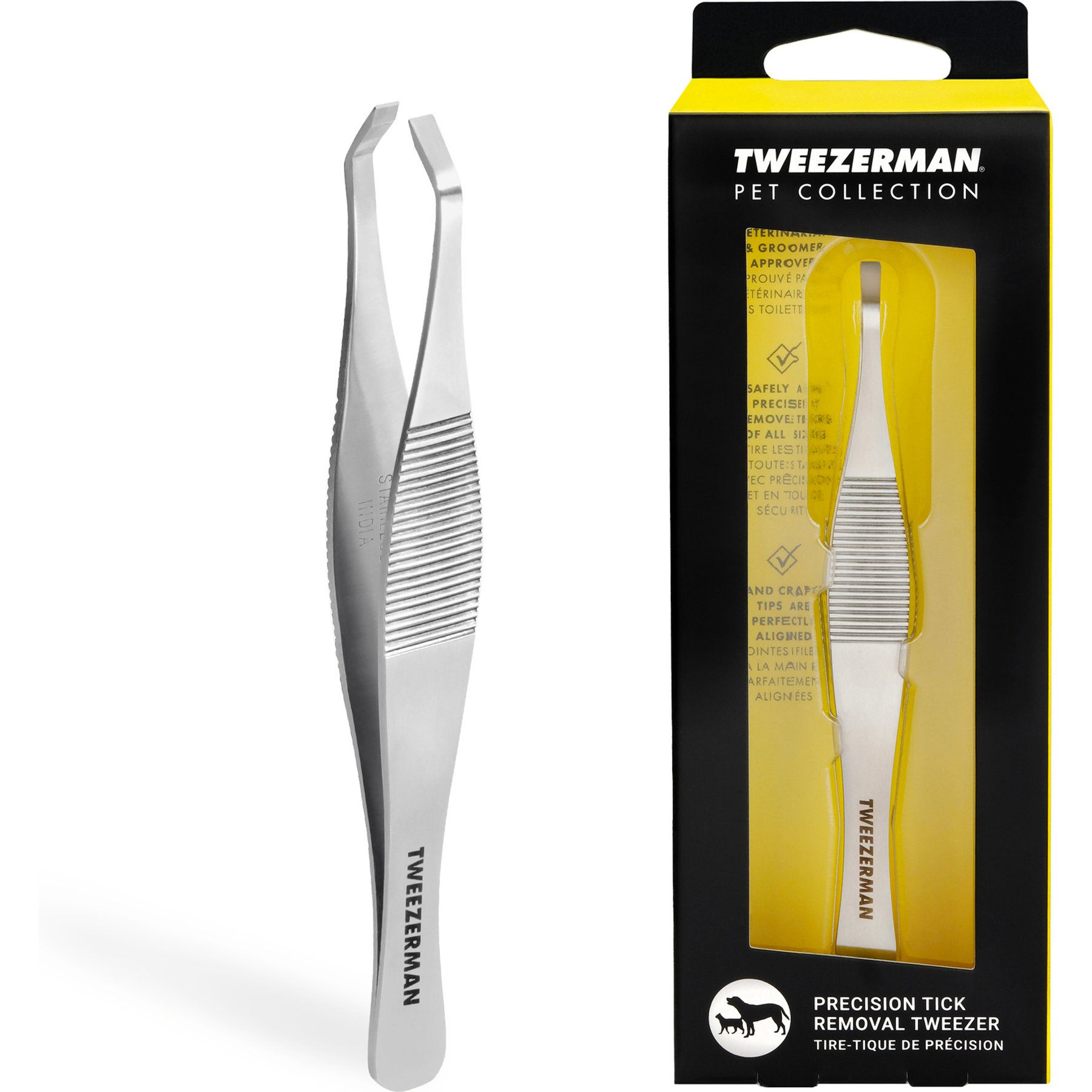 Tweezerman Stainless Steel Portable Tick Removal Tweezer for Pets