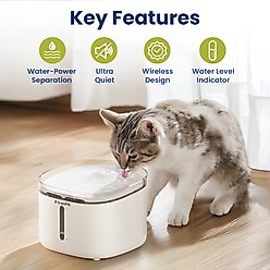 PawsPik NOVA-01 Wireless Water Power Seperation Rechargeable Dog & Cat Water Fountain, White slide 2 of 9
