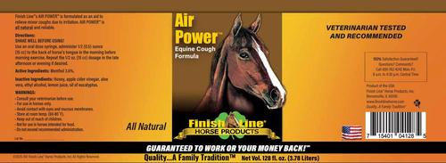 Show full view: Finish Line Air Power Cough Relief Respiratory Liquid Horse Supplement, 128-fl oz bottle slide 2 of 4