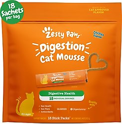 Zesty Paws Digestion Gut Health Chicken Mousse Lickable Squeeze Supplement for Cats, 18 count