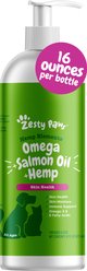 Zesty Paws Hemp Elements Omega + Salmon Oil + Hemp Liquid Skin & Coat Supplement for Dogs & Cats, 16-fl oz bottle