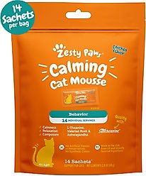 Zesty Paws Calming Mousse Chicken Flavored Lickable Supplement for Cats, 14 count
