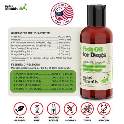 Show full view: Deley Naturals Fish Oil Dog Supplement, 4-fl oz bottle slide 8 of 10