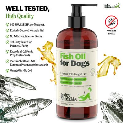 Show full view: Deley Naturals Fish Oil Dog Supplement, 16-fl oz bottle slide 7 of 10