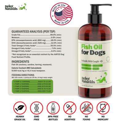 Show full view: Deley Naturals Fish Oil Dog Supplement, 16-fl oz bottle slide 8 of 10