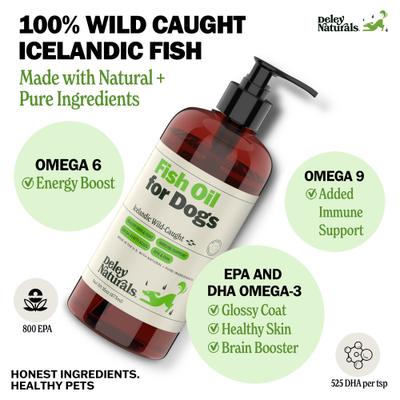 Show full view: Deley Naturals Fish Oil Dog Supplement, 16-fl oz bottle slide 3 of 10