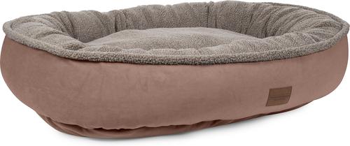 Show full view: Carolina Pet Microfiber & Tipped Berber Comfy Cup Bolster Dog Bed with Removable Cover, Chocolate, Large slide 2 of 10