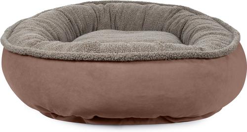 Show full view: Carolina Pet Microfiber & Tipped Berber Comfy Cup Bolster Dog Bed with Removable Cover, Chocolate, Large slide 3 of 10