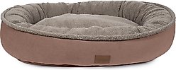Carolina Pet Microfiber & Tipped Berber Comfy Cup Bolster Dog Bed with Removable Cover, Chocolate, Large