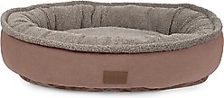 Carolina Pet Microfiber & Tipped Berber Comfy Cup Bolster Dog Bed with Removable Cover, Chocolate, Medium
