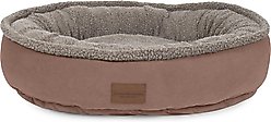 Carolina Pet Microfiber & Tipped Berber Comfy Cup Bolster Dog Bed with Removable Cover, Chocolate, Small