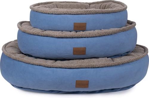 Show full view: Carolina Pet Microfiber & Tipped Berber Comfy Cup Bolster Dog Bed with Removable Cover, Blue, Large slide 7 of 10
