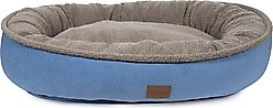 Carolina Pet Microfiber & Tipped Berber Comfy Cup Bolster Dog Bed with Removable Cover, Blue, Large slide 1 of 9