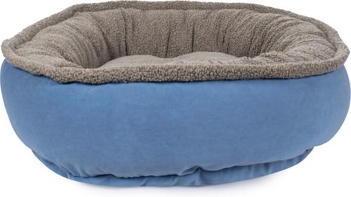 Show full view: Carolina Pet Microfiber & Tipped Berber Comfy Cup Bolster Dog Bed with Removable Cover, Blue, Medium slide 3 of 10
