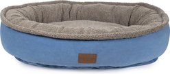 Carolina Pet Microfiber & Tipped Berber Comfy Cup Bolster Dog Bed with Removable Cover, Blue, Medium
