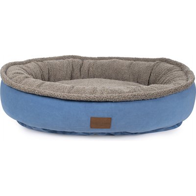 Carolina Pet Carolina Pet Microfiber & Tipped Berber Comfy Cup Bolster Dog Bed with Removable Cover, Blue, Medium