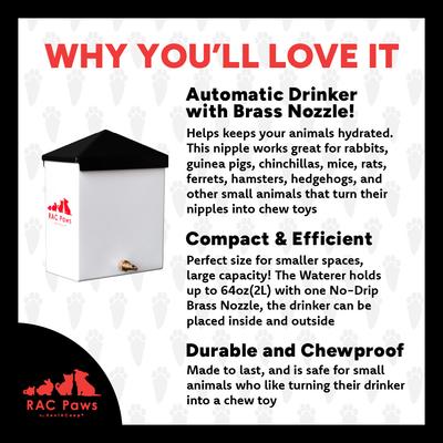 Show full view: RAC Paws by RentACoop Small Pet Brass Nipple Drinker, 64oz slide 4 of 8