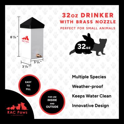 Show full view: RAC Paws by RentACoop Small Pet Brass Nipple Drinker, 32oz slide 2 of 9