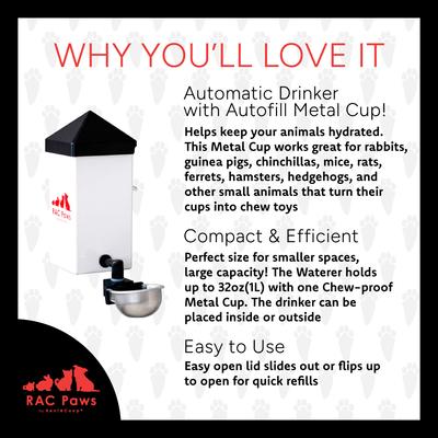 Show full view: RAC Paws by RentACoop Small Pet Metal Cup Drinker, 32oz slide 4 of 9