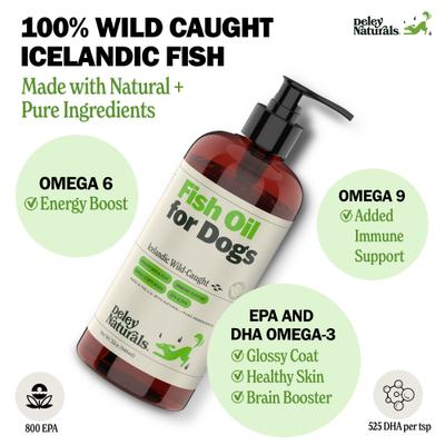Show full view: Deley Naturals Fish Oil Dog Supplement, 32-fl oz bottle slide 3 of 10