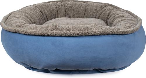 Show full view: Carolina Pet Microfiber & Tipped Berber Comfy Cup Bolster Dog Bed with Removable Cover, Blue, Large slide 3 of 10