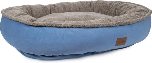 Show full view: Carolina Pet Microfiber & Tipped Berber Comfy Cup Bolster Dog Bed with Removable Cover, Blue, Large slide 2 of 10