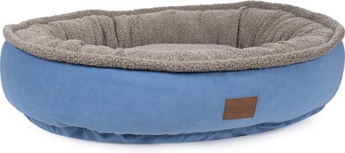 Show full view: Carolina Pet Microfiber & Tipped Berber Comfy Cup Bolster Dog Bed with Removable Cover, Blue, Medium slide 2 of 10