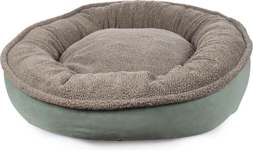 Show full view: Carolina Pet Microfiber & Tipped Berber Comfy Cup Bolster Dog Bed with Removable Cover, Sage, Large slide 3 of 10