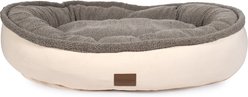 Carolina Pet Microfiber & Tipped Berber Comfy Cup Bolster Dog Bed with Removable Cover, Tan, Large