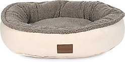 Carolina Pet Microfiber & Tipped Berber Comfy Cup Bolster Dog Bed with Removable Cover, Tan, Small