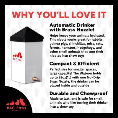 Show full view: RAC Paws by RentACoop Small Pet Brass Nipple Drinker, 32oz slide 4 of 9