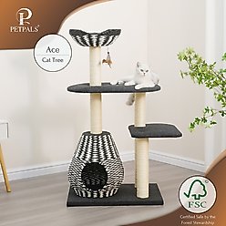 Petpals 49-in 4-Level Multi-Activity Cat Tree with Felt Perches, Black/White slide 2 of 9