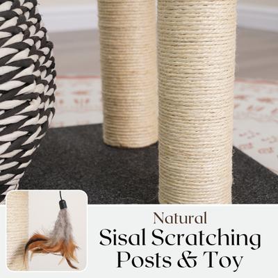 Show full view: Petpals 49-in 4-Level Multi-Activity Cat Tree with Felt Perches, Black/White slide 7 of 10