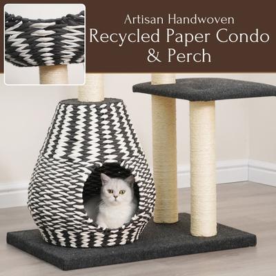 Show full view: Petpals 49-in 4-Level Multi-Activity Cat Tree with Felt Perches, Black/White slide 5 of 10