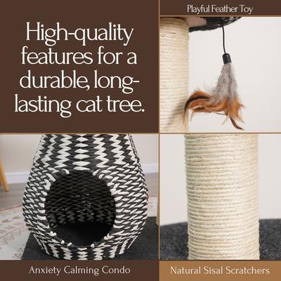 Show full view: Petpals 49-in 4-Level Multi-Activity Cat Tree with Felt Perches, Black/White slide 4 of 10