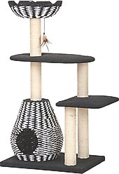 Petpals 49-in 4-Level Multi-Activity Cat Tree with Felt Perches, Black/White