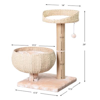 Show full view: Petpals 29-in Cat Tree with Basket Perches & Scratching Post, Beige slide 2 of 10