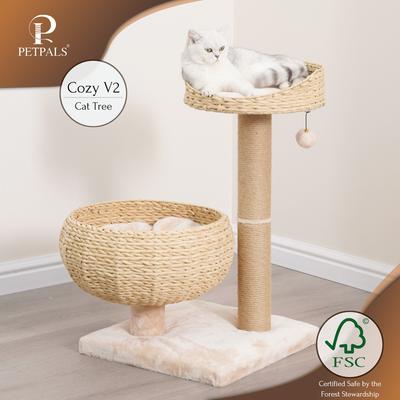 Show full view: Petpals 29-in Cat Tree with Basket Perches & Scratching Post, Beige slide 9 of 10