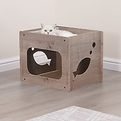Petpals 14-in 2 in 1 Cat House with Scratching Pad, Brown slide 2 of 6
