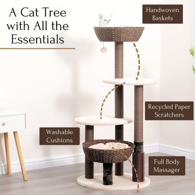 Show full view: Petpals 48-in 5-Level Large Cat Tree with Scratching Posts, Brown slide 3 of 11