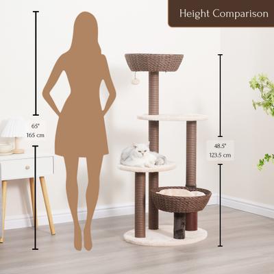 Show full view: Petpals 48-in 5-Level Large Cat Tree with Scratching Posts, Brown slide 8 of 11