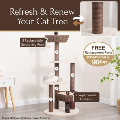 Show full view: Petpals 48-in 5-Level Large Cat Tree with Scratching Posts, Brown slide 4 of 11